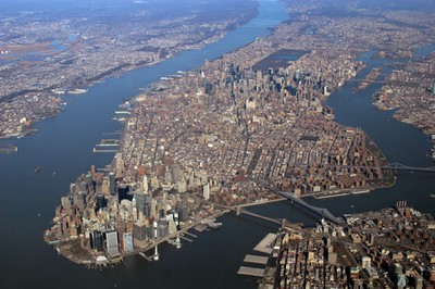 aerial view of Manhattan